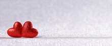 . Red Heart On A Blurred Background. Bokeh. Conceptual Image Before Valentine's Day. Love.