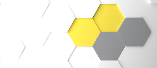 Wall Mural - Modern grey and yellow honeycomb background Color of the Year