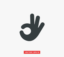 OK / Okay Hand Sign Icon Vector Illustration Design Editable Resizable EPS 10