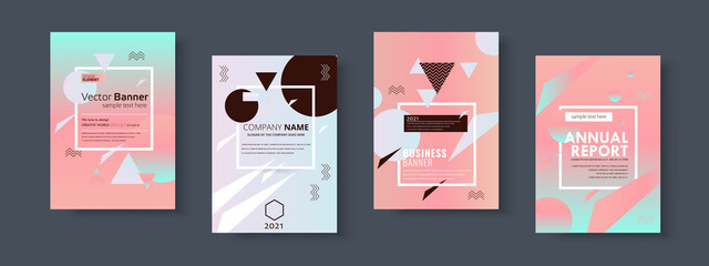 Wall Mural - set of brochure, annual report, flyer design templates. vector illustrations for business presentati
