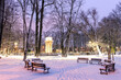 © marcin jucha - Park Strzelecki in Tarnow,lesser Poland. Josef Bem Monument on Pond in City Park at Winter