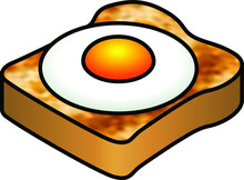 A Fried Egg Sunny Side Up On A Thick Piece Of Crusty Toast.