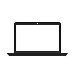 Laptop with empty screen bold black silhouette icon isolated on white. Notebook computer pictogram.