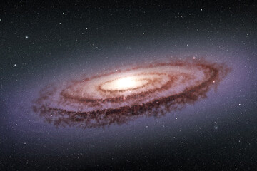 Wall Mural - spiral galaxy glowing in starry night sky