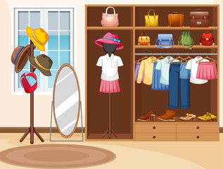 Sticker - Interior design of dressing room background