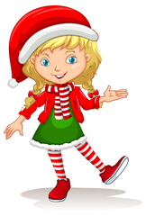 Poster - Cute girl wearing Christmas costumes cartoon character