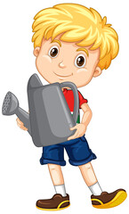 Sticker - Cute boy holding grey watering can