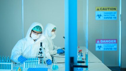 Scientist is testing and researching in laboratory, Science and technology healthcare concept