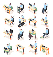 Sticker - Ergonomic Workplace Isometric Icons