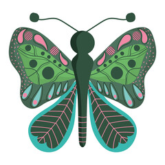 Sticker - butterfly with open wings insect animal, decorative wings on white background