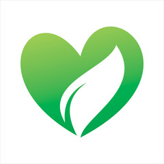 Wall Mural - love hearth green leaf logo design