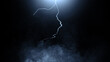 © Victor - Abstract realistic nature blue lightning thunder background . Bright curved line on isolated texture overlays. Stock illustration.