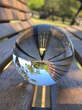 Close-up Of Crystal Ball On Bench