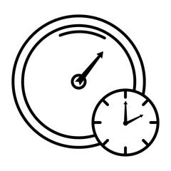 Sticker - time clock analog with gauge style line icon vector illustration design