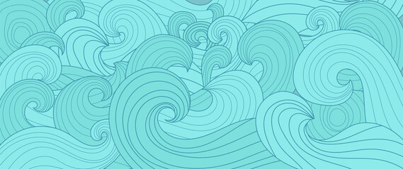 Traditional Japanese wave pattern background vector. luxury line arts for prints, fabric, poster and wallpaper.