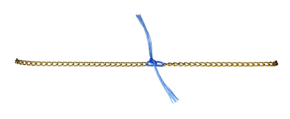 Wall Mural - golden chainlet with blue rope. accessories for sewing and scrapbooking decorations