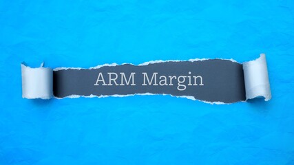 Wall Mural - ARM Margin. Blue torn paper banner with text label. Word in gray hole.