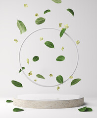 Abstract minimal scene with geometric Podium display background for product presentation, mock up, cosmetic product stand