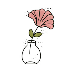 Sticker - decorative vase transparent with flower boho style vector illustration design