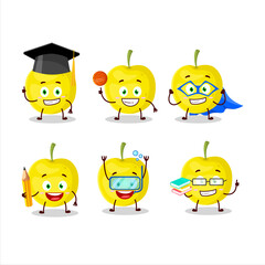 Poster - School student of yellow cherry cartoon character with various expressions