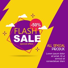 Wall Mural - Flash sale discount banner template promotion.vector design