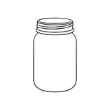Fototapeta  - Glass mason jar outline line art clip art template. Simple flat vector illustration design.