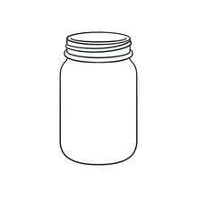 Glass Mason Jar Outline Line Art Clip Art Template. Simple Flat Vector Illustration Design.