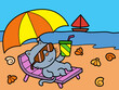 Cat have a great vacation on the beach