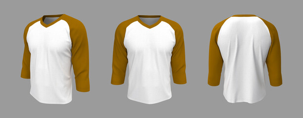 Canvas Print - Long-sleeves raglan t-shirt mockup, 3d illustration, 3d rendering