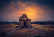 Temple At Sunset, Hampi, Karnatka, India.