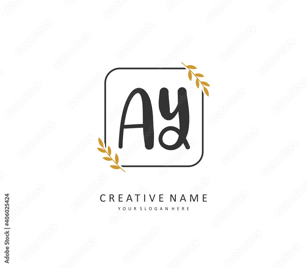 Ay Lettering AY Initial letter handwriting and signature logo. A concept handwriting ...