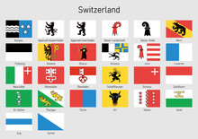 Flags Of The Cantons Of Switzerland, All Swiss Regions Flag Collection
