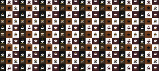 Wall Mural - vector pattern with coffee cups. hot coffee with steam in a cup