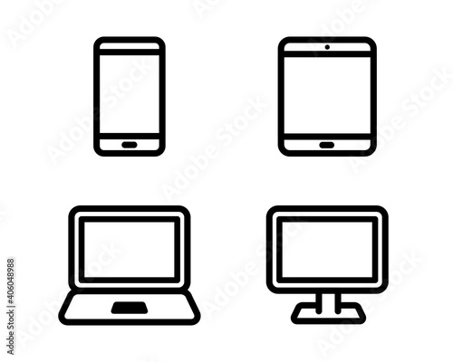 パソコン スマホ タブレット Pcのアイコンセット デジタルデバイス スマートフォン 画面 イラスト Wall Mural Yugoro