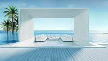 Relaxing Summer Beach , Sunbathing Deck And Private Swimming Pool With Panoramic Sea View At Villa