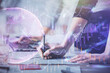 © peshkova - Multi exposure of woman hands typing on computer and financial chart hologram drawing. Stock market analysis concept.