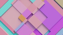 Multicolored Tech Background, With A Geometric 3D Structure. Clean, Pastel Colored Design With Simple, Modern Forms. 3D Render