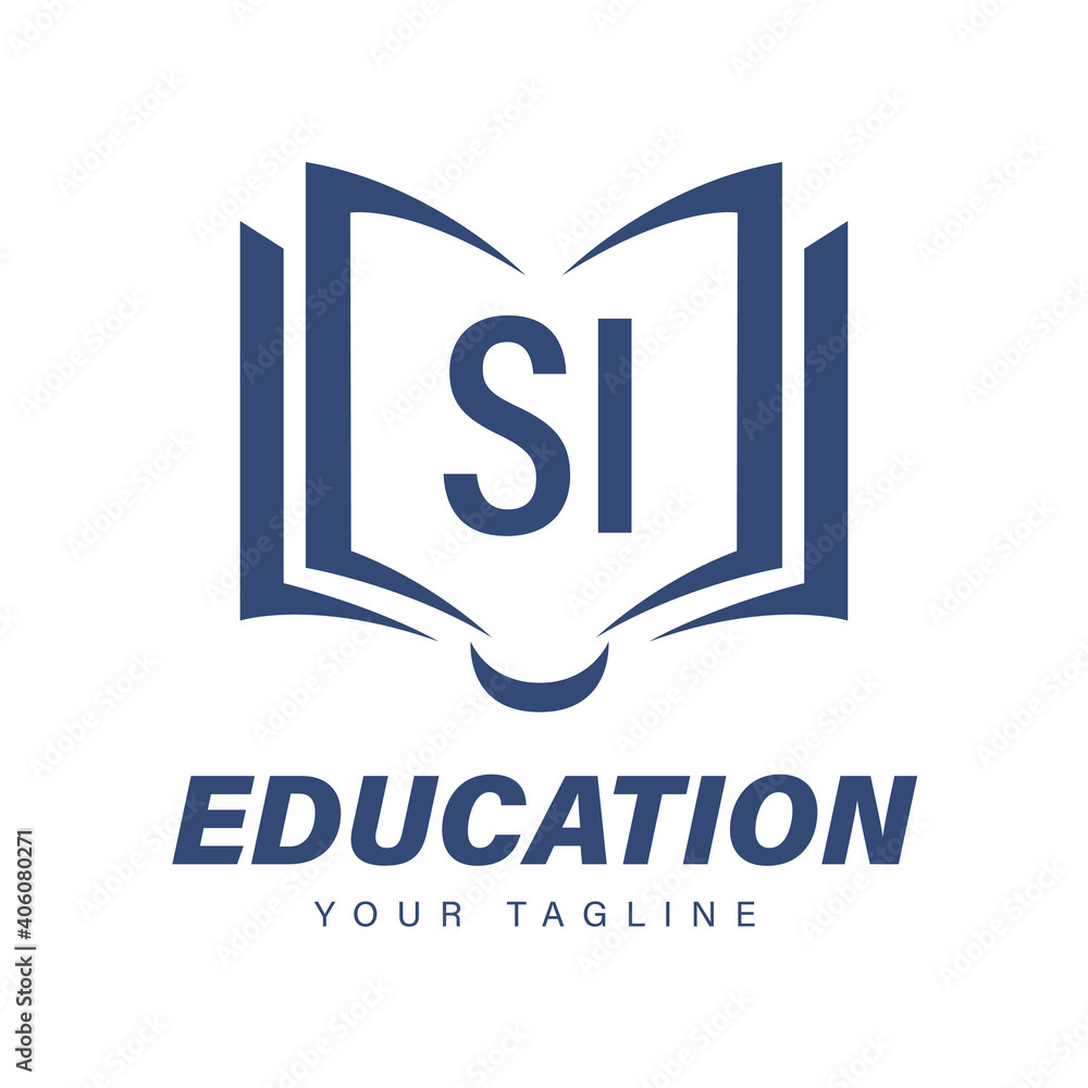 SI Letter Logo Design with Book Icons, Modern Education Logo Concept - obrazy, fototapety, plakaty 