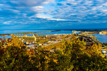 Wall Mural - Photos of St Louis Bay in Duluth Minnesota taken from above on Skyline Parkway. Scenes of huge Silos.