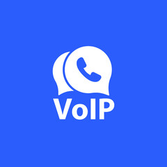 Canvas Print - Voip telephony vector icon on blue