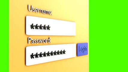 login form page. animated registration window