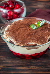 Canvas Print - Dessert with Oreo cookies, cherries and cream cheese