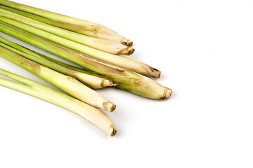 Lemongrass or cymbopogon isolated on white background, Ingredients of herbs for healing and healthy food or Natural therapy concept