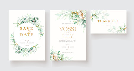 Poster - minimalist eucalyptus wedding card set 