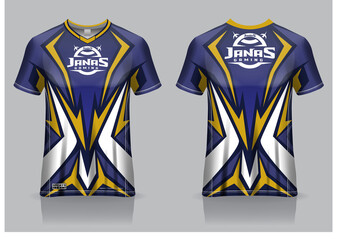 Wall Mural - Esport gaming t shirt jersey template, uniform, front and back view
