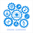 © vladgrin - E-learning concept. Distance learning icon. Online training courses. Home leisure. Isolated vector element.