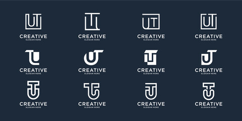 Wall Mural - Set of abstract initial letter u and letter t combination logo template. icons for business flat,line,inspiration, elegant, simple. Premium Vector