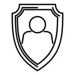 Sticker - Personal guard shield icon. Outline personal guard shield vector icon for web design isolated on white background