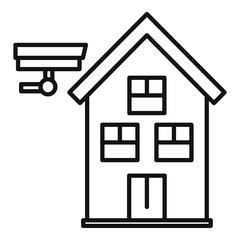 Sticker - Secured home icon. Outline secured home vector icon for web design isolated on white background