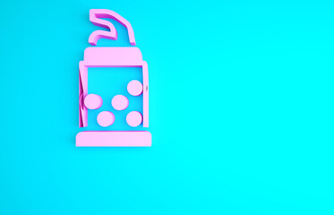 Sticker - Pink Bottle opener icon isolated on blue background. Minimalism concept. 3d illustration 3D render.